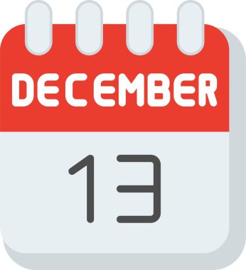 13 Aralık Düz Vektör Simgesi Tasarımı