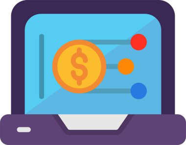 Dijital Para Birimi Düz Vektör Simgesi Tasarımı