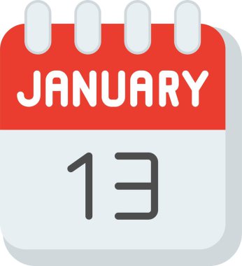 13 Ocak Düz Vektör Simgesi Tasarımı