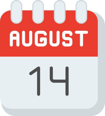 14 Ağustos Düz Vektör Simgesi Tasarımı