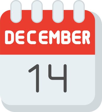 14 Aralık Düz Vektör Simgesi Tasarımı