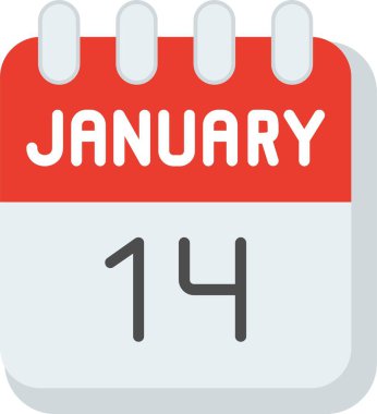 14 Ocak Düz Vektör Simgesi Tasarımı