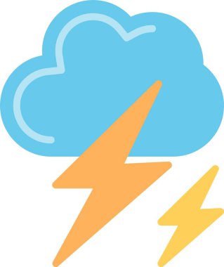 Şimşek Düz Vektör Simgesi Tasarımı