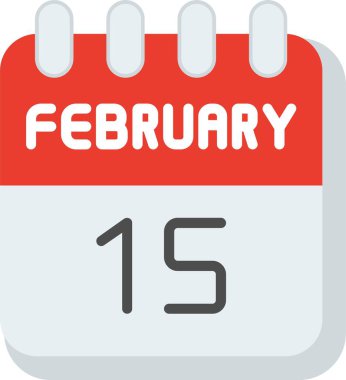 15 Şubat Düz Vektör Simgesi Tasarımı