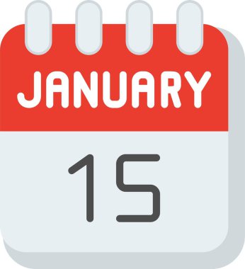 15 Ocak Düz Vektör Simgesi Tasarımı