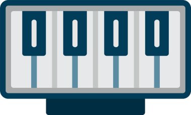 Piyano Düz Vektör Simgesi Tasarımı