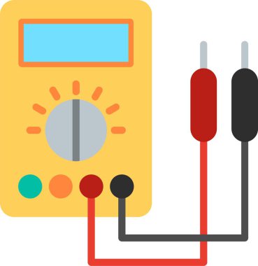 Voltmetre Düz Vektör Simgesi Tasarımı