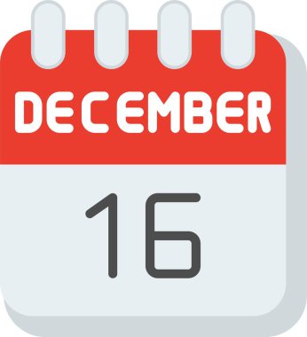 16 Aralık Düz Vektör Simgesi Tasarımı