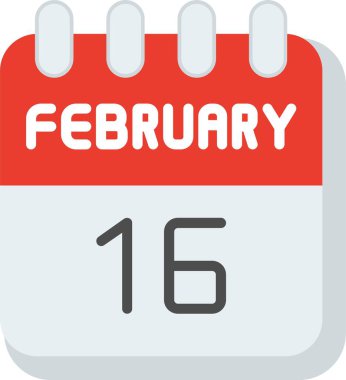 16 Şubat Düz Vektör Simgesi Tasarımı