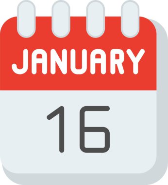 16 Ocak Düz Vektör Simgesi Tasarımı