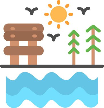 Göl Düz Vektör Simgesi Tasarımı