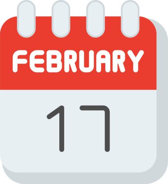 17 Şubat Düz Vektör Simgesi Tasarımı