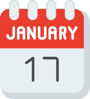 17 Ocak Düz Vektör Simgesi Tasarımı