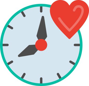 Aşk Zamanı Düz Vektör Simgesi Tasarımı