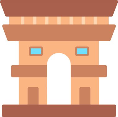 Ark De Triomphe Düz Vektör Simgesi Tasarımı