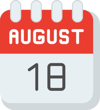 18 Ağustos Düz Vektör Simgesi Tasarımı