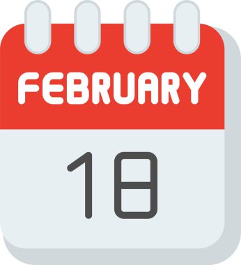 18 Şubat Düz Vektör Simgesi Tasarımı