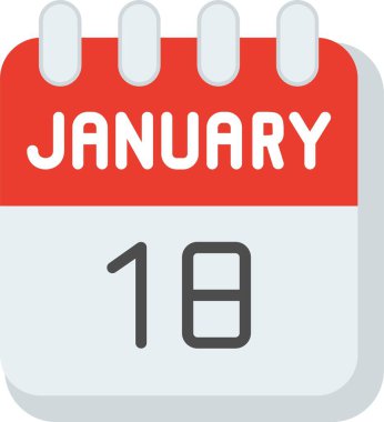 18 Ocak Düz Vektör Simgesi Tasarımı