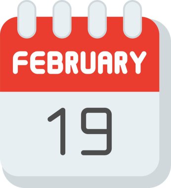 19 Şubat Düz Vektör Simgesi Tasarımı