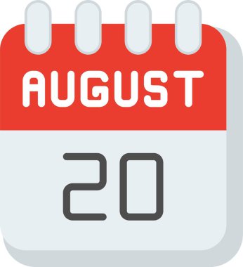 20 Ağustos Düz Vektör Simgesi Tasarımı