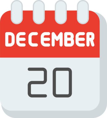 20 Aralık Düz Vektör Simgesi Tasarımı