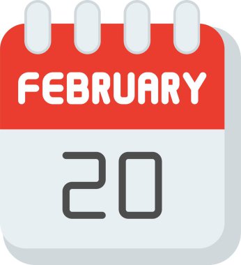 20 Şubat Düz Vektör Simgesi Tasarımı