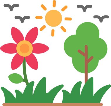 Çimen Düz Vektör Simgesi Tasarımı