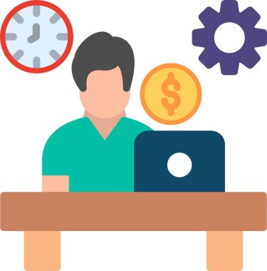 Sıkı Çalışma Düz Vektör Simgesi Tasarımı