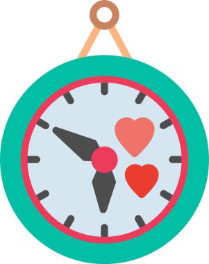 Duvar Saati Düz Vektör Simgesi Tasarımı