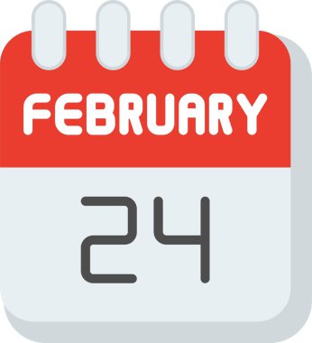 24 Şubat Düz Vektör Simgesi Tasarımı