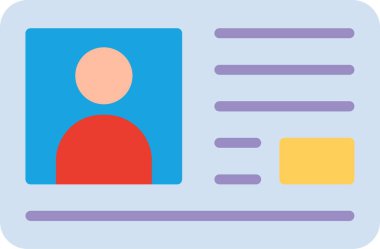 Kimlik Kartı Düz Vektör Simgesi Tasarımı