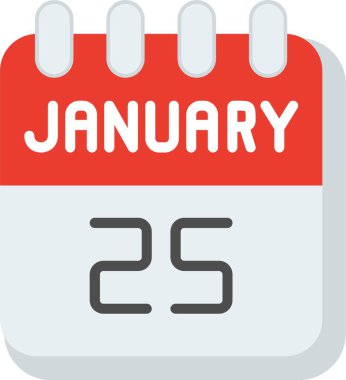 25 Ocak Düz Vektör Simgesi Tasarımı