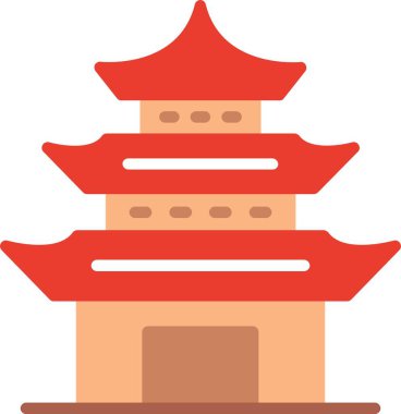 Pagoda Düz Vektör Simgesi Tasarımı