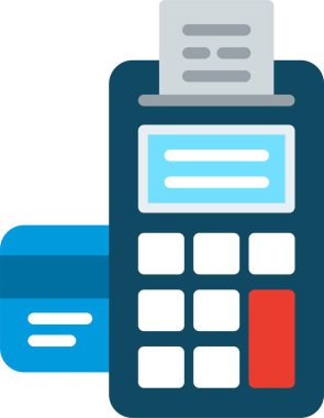 Kredi Kartı Makinesi Düz Vektör Simgesi Tasarımı