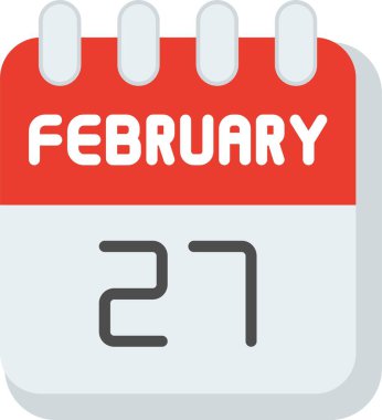 27 Şubat Düz Vektör Simgesi Tasarımı