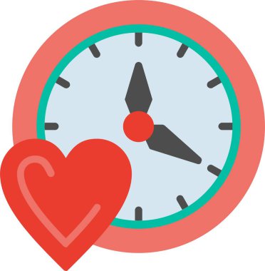 Aşk Zamanı Düz Vektör Simgesi Tasarımı
