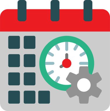 Zaman Yönetimi Düz Vektör Simgesi Tasarımı