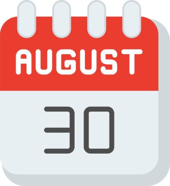 30 Ağustos Düz Vektör Simgesi Tasarımı