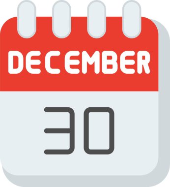 30 Aralık Düz Vektör Simgesi Tasarımı