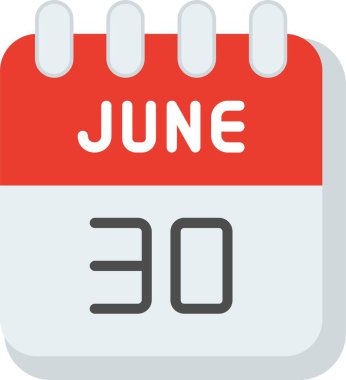 30 Haziran Düz Vektör Simgesi Tasarımı