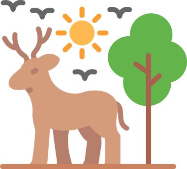 Moose Düz Vektör Simgesi Tasarımı