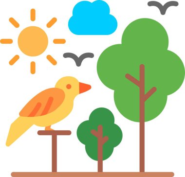 Kuş Düz Vektör Simgesi Tasarımı