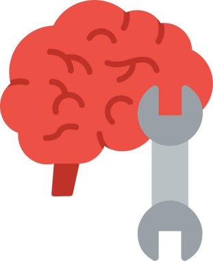 Beyin Düz Vektör Simgesi Tasarımı Onar