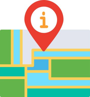 Harita Düz Vektör Simgesi Tasarımı