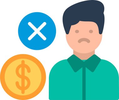 Zavallı Düz Vektör Simgesi Tasarımı