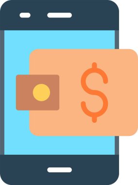 Dijital cüzdan Düz Vektör Simgesi Tasarımı