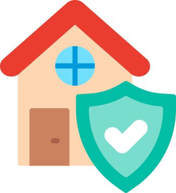 Ev Sigortası Düz Vektör Simgesi Tasarımı