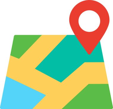 Harita Düz Vektör Simgesi Tasarımı