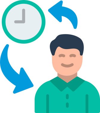 Zaman Yönetimi Düz Vektör Simgesi Tasarımı