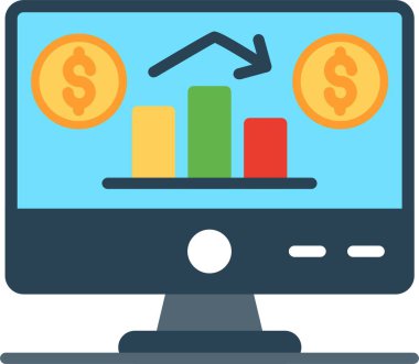 Satışlar Ticari Düz Vektör Simgesi Tasarımı